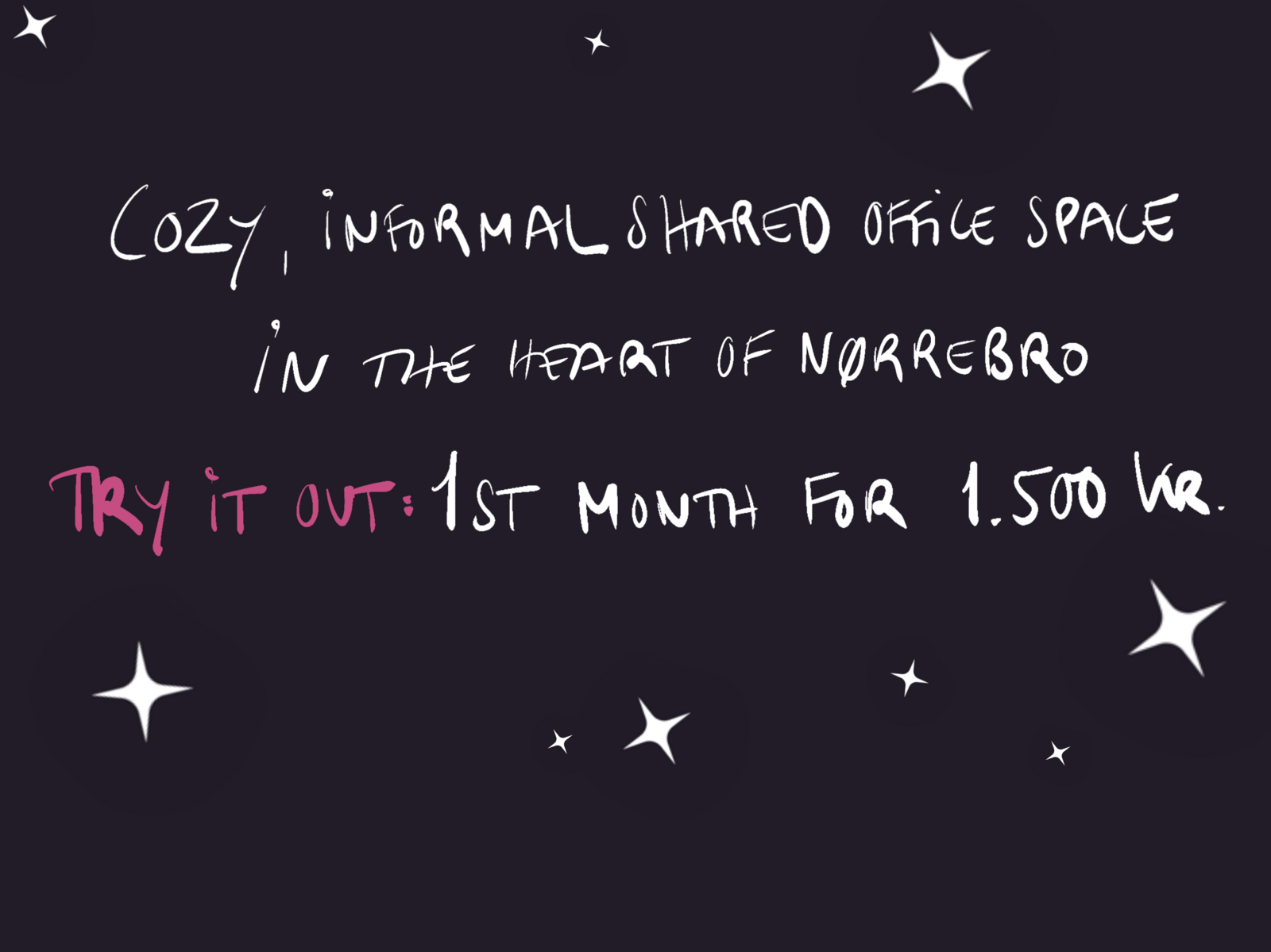 Cozy, informal shared office space in the heart of Nørrebro. Try it out: 1st month for 1.500 kr.